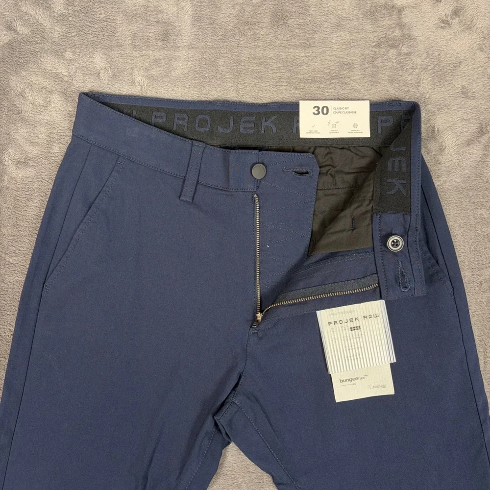 Projek Raw Pants Mens 30 Navy Blue Bungeeflex Classic Fit Stretch Work Chino - Picture 3 of 10